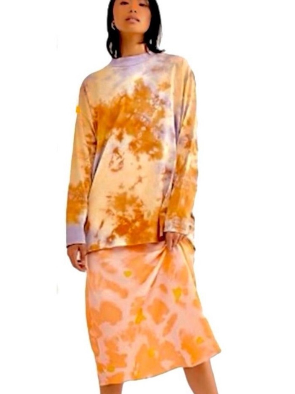 Free People Normani Bliss midi skirt in orange tie dye